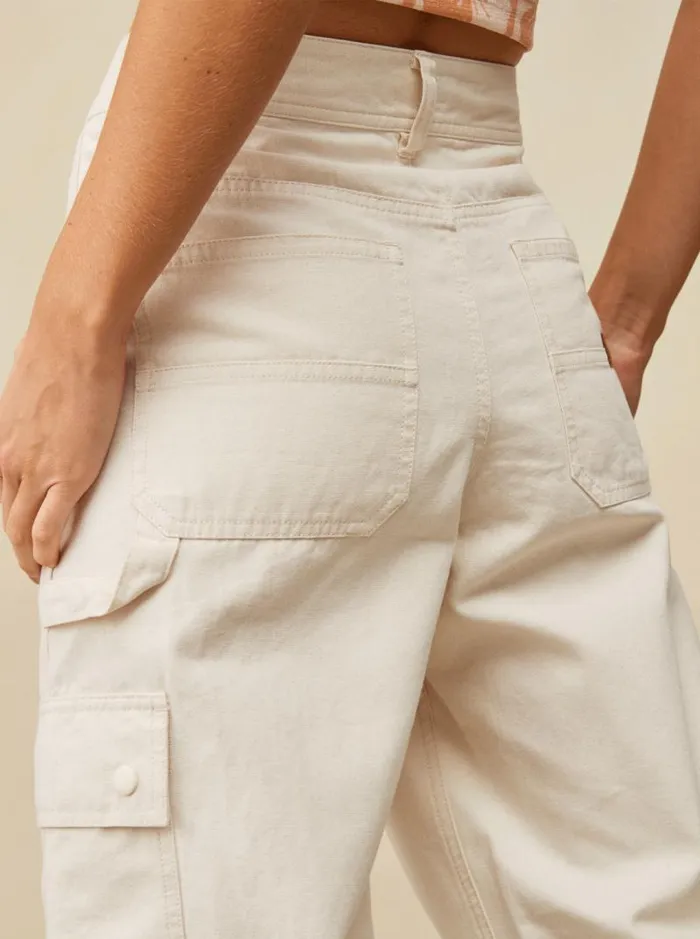 Roxy Pants and Jeans Lefty Cargo Trousers Natural 8211 Women Roxy Pants and Jeans Lefty Cargo Trousers Natural 8211 Women