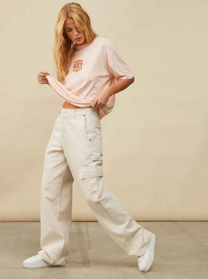 Roxy Pants and Jeans Lefty Cargo Trousers Natural 8211 Women Roxy Pants and Jeans Lefty Cargo Trousers Natural 8211 Women