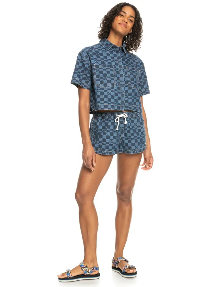 Roxy Shorts New Impossible Printed Denim Shorts Mood Indigo Sol Power 8211 Women
