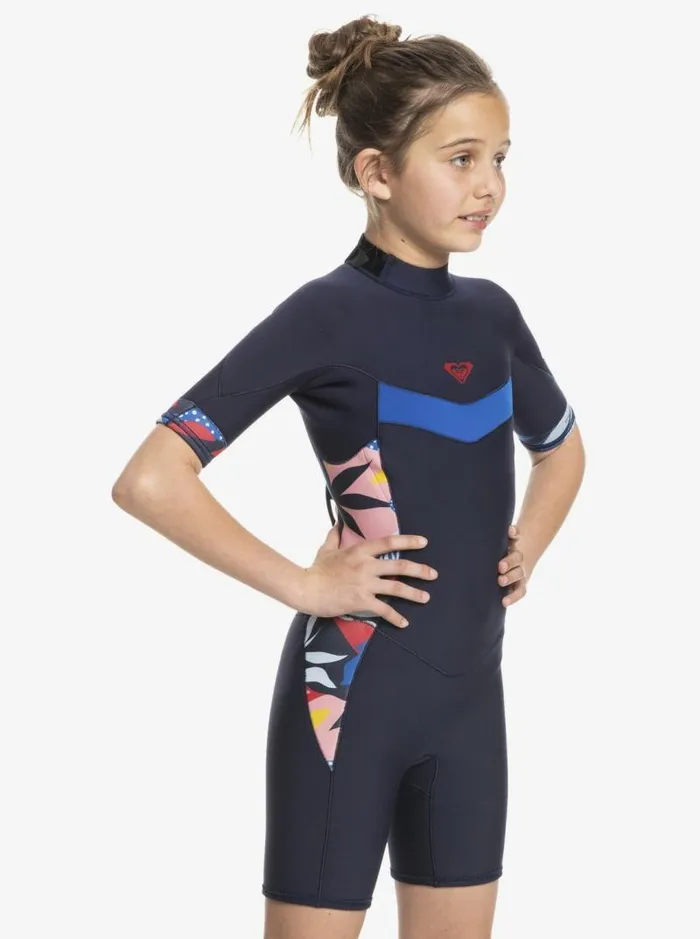 Roxy Surf Girl039s 816 22mm Syncro Back Zip Springsuit Navy Nightsyacht Blue 8211 Kids
