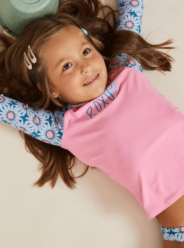 Roxy Surf Girls039 27 Bold Florals Long Sleeve Rashguard Set Crystal Teal Sol Flower 8211 Kids