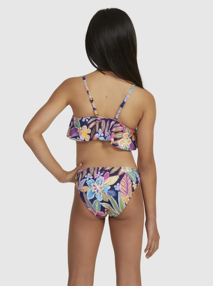 Roxy Swim Girl039s 716 Paradise Trip Two Piece Flutter Bikini Set Mood Indigotrue Paradise 8211 Kids