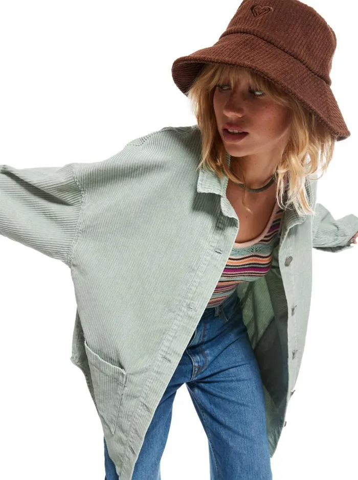 Roxy Tops Kick Back Washed Corduroy Long Sleeve Shirt Blue Surf 8211 Women