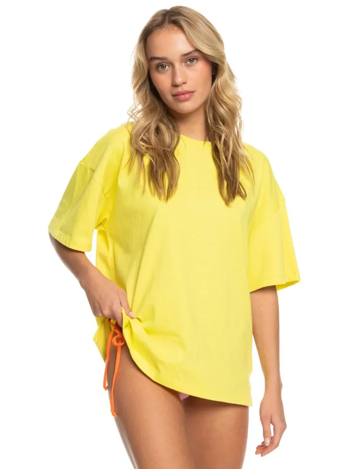 Roxy Tops SurfKindKate Oversized TShirt Yellow Plum 8211 Women