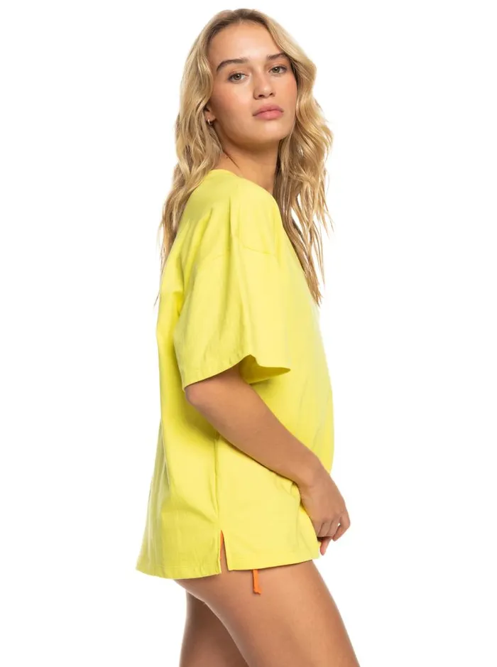Roxy Tops SurfKindKate Oversized TShirt Yellow Plum 8211 Women
