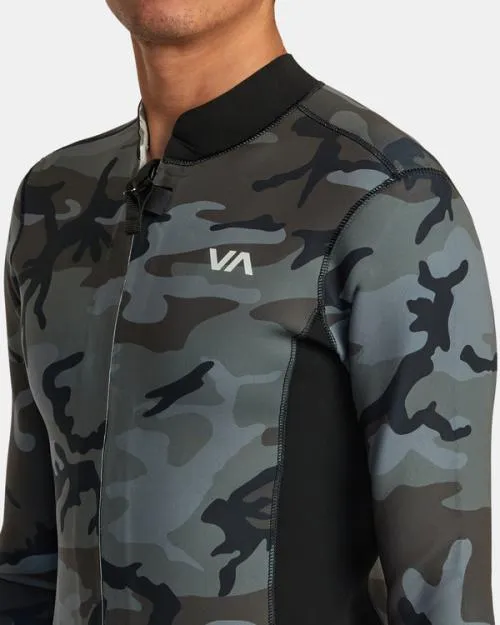 Rvca 2mm Balance Front Zip Wetsuit Jacket Camo Surf Neoprene Tops
