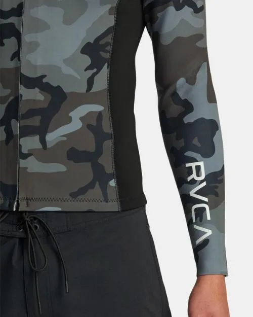 Rvca 2mm Balance Front Zip Wetsuit Jacket Camo Surf Neoprene Tops