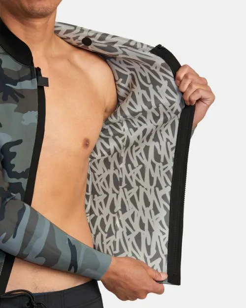 Rvca 2mm Balance Front Zip Wetsuit Jacket Camo Surf Neoprene Tops