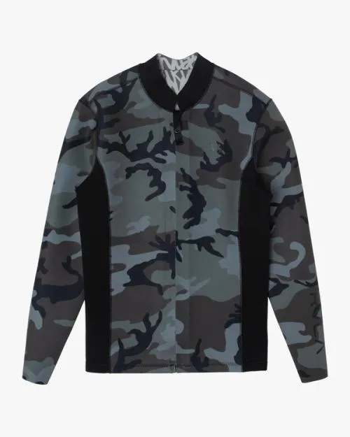 Rvca 2mm Balance Front Zip Wetsuit Jacket Camo Surf Neoprene Tops