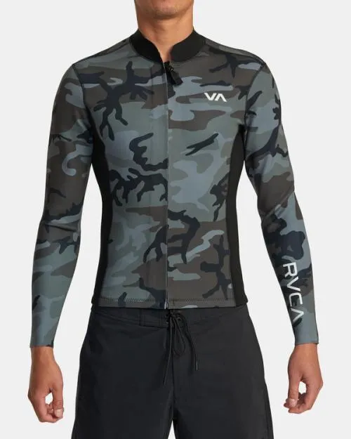 Rvca 2mm Balance Front Zip Wetsuit Jacket Camo Surf Neoprene Tops