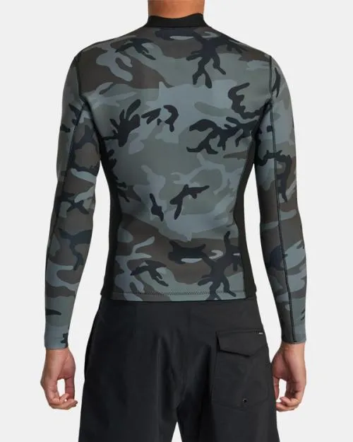 Rvca 2mm Balance Front Zip Wetsuit Jacket Camo Surf Neoprene Tops