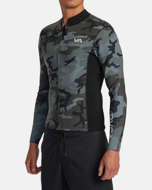 Rvca 2mm Balance Front Zip Wetsuit Jacket Camo Surf Neoprene Tops