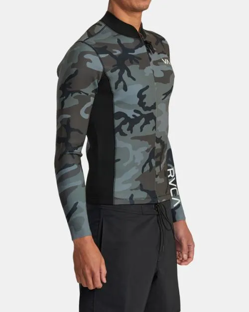 Rvca 2mm Balance Front Zip Wetsuit Jacket Camo Surf Neoprene Tops