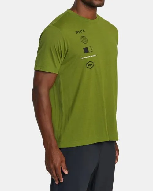 Rvca Arena TShirt Olive Leaf SportMen Short Sleeves