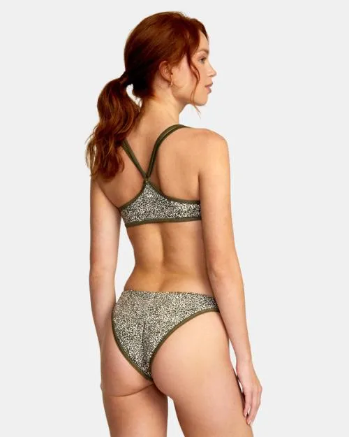 Rvca Blocked Hi Leg Bikini Bottoms Micro Cat Olive Women Bikini Bottoms