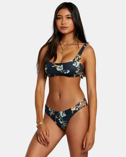 Rvca Bloom Cutout Bralette Bikini Top Black Women Bikini Tops