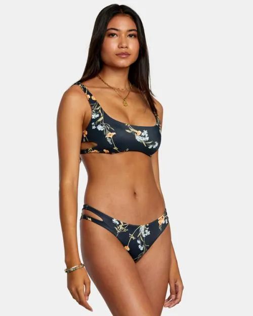 Rvca Bloom Cutout Bralette Bikini Top Black Women Bikini Tops