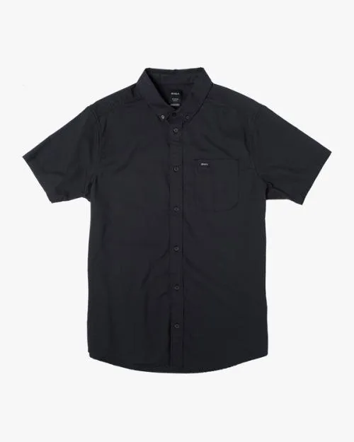 Rvca Boy039s Thatll Do Stretch Short Sleeve Shirt Black Boys Shirts and Flannels
