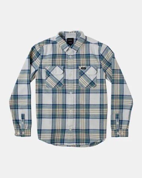 Rvca Boy039s Thatll Work Flannel Long Sleeve Shirt Margarita Boys Shirts and Flannels
