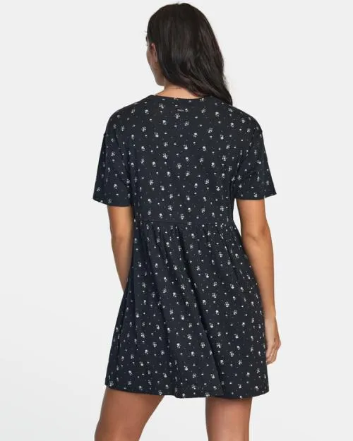 Rvca City Pointelle Short Sleeve Dress Rvca Black Women Dresses and Rompers