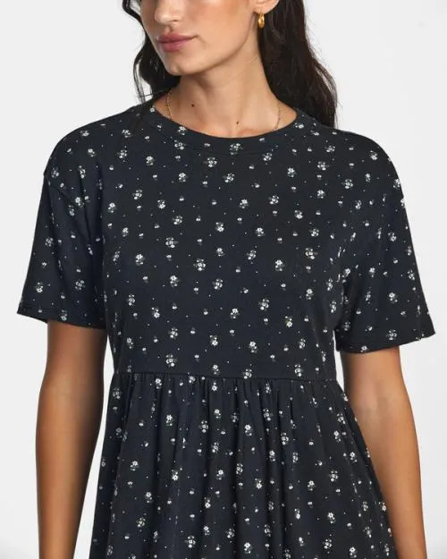 Rvca City Pointelle Short Sleeve Dress Rvca Black Women Dresses and Rompers