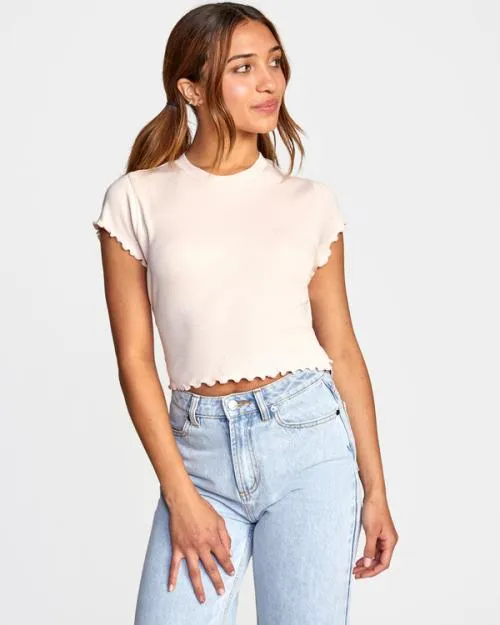 Rvca Classmate Crop Tee Blush Women Tees and Tanks