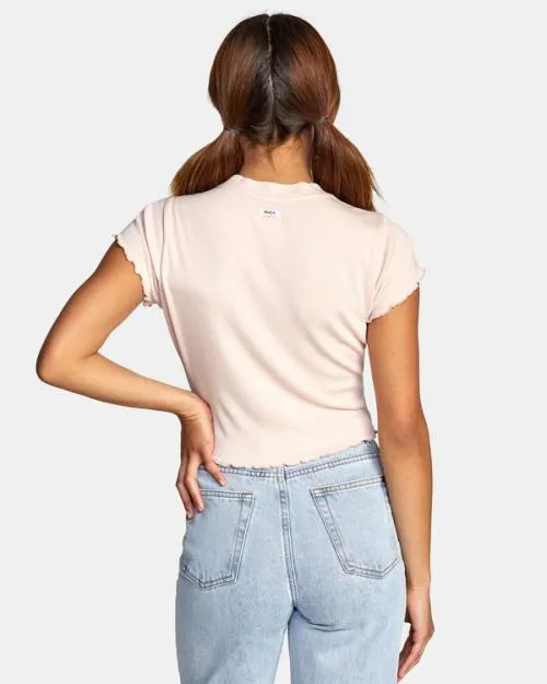Rvca Classmate Crop Tee Blush Women Tees and Tanks