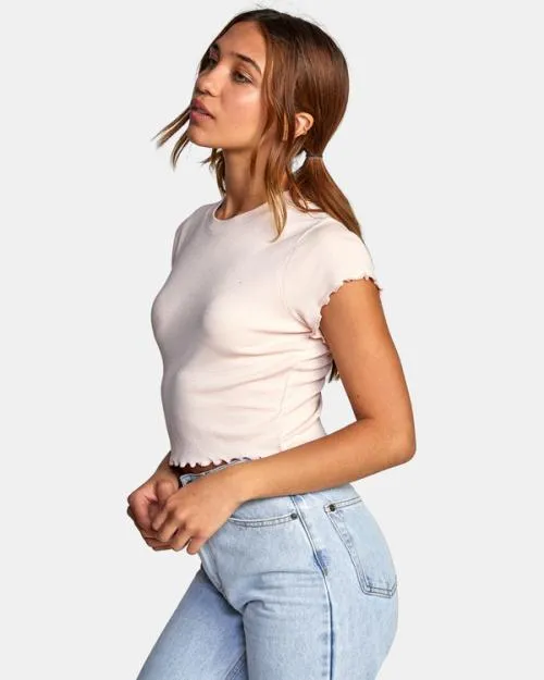 Rvca Classmate Crop Tee Blush Women Tees and Tanks