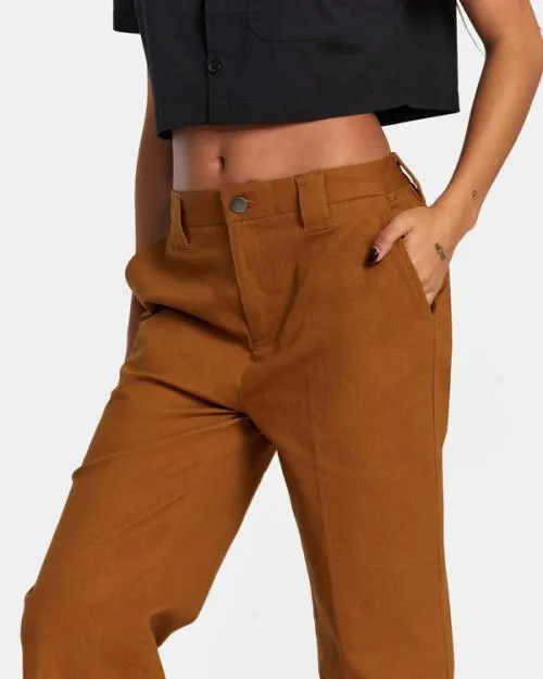 Rvca Coco Wide Leg Pants Workwear Brown Women Pants