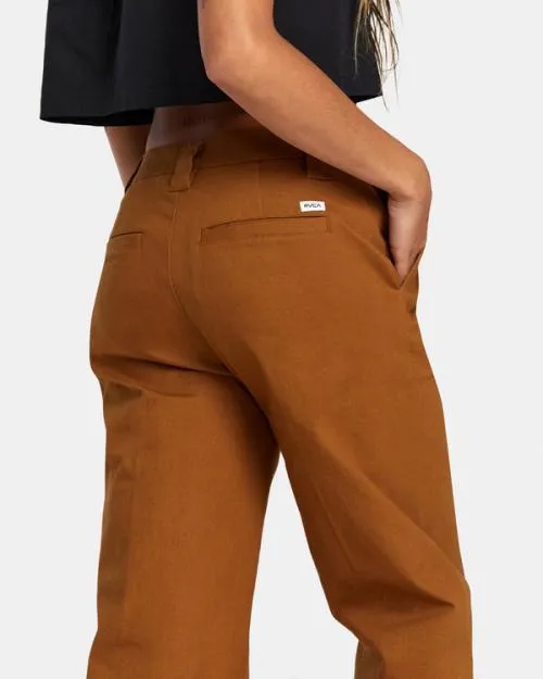 Rvca Coco Wide Leg Pants Workwear Brown Women Pants