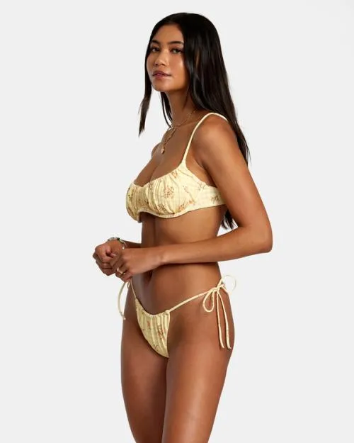 Rvca Cottage Wide Rib Tie Md Bikini Bottom Golden Women Bikini Bottoms