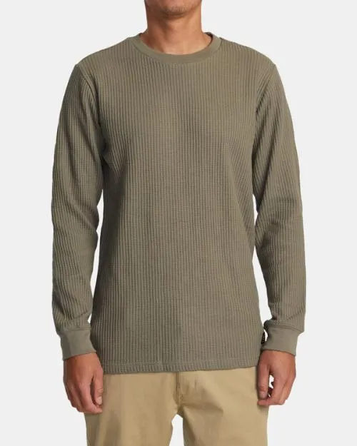 Rvca Day Shift Long Sleeve Thermal Shirt Aloe Men Tees and Tanks