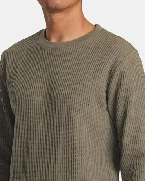Rvca Day Shift Long Sleeve Thermal Shirt Aloe Men Tees and Tanks