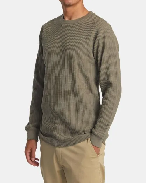 Rvca Day Shift Long Sleeve Thermal Shirt Aloe Men Tees and Tanks