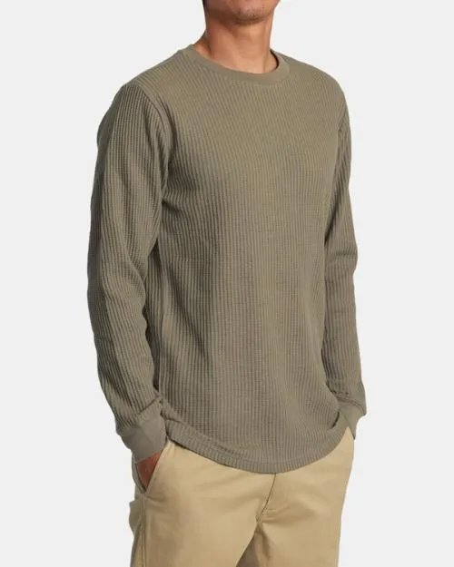 Rvca Day Shift Long Sleeve Thermal Shirt Aloe Men Tees and Tanks
