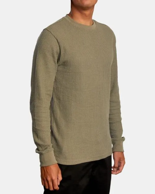 Rvca Day Shift Long Sleeve Thermal Shirt Aloe Men Tees and Tanks
