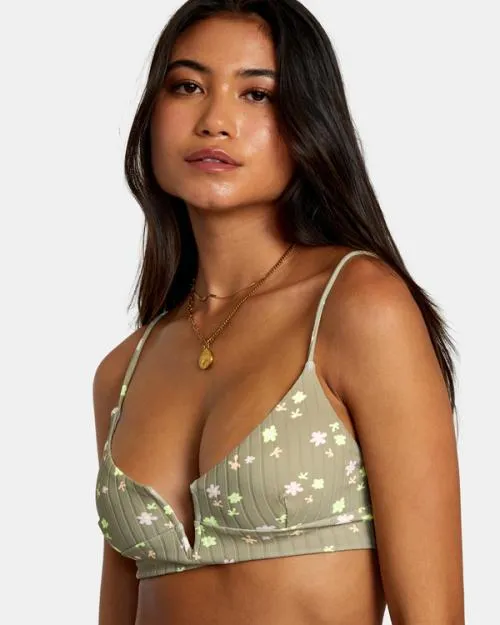 Rvca Decoupage Crop Bikini Top Aloe Women Bikini Tops