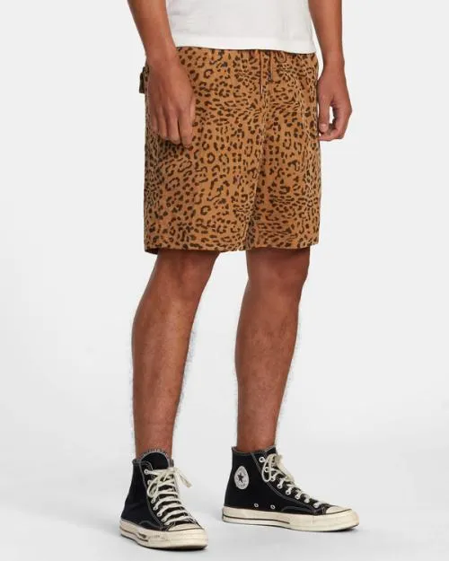 Rvca Escape Elastic Waist Corduroy Shorts 17 Cheetah Men Shorts and Hybrids