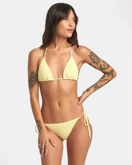 Rvca Glory Tie Side Cheeky Bikini Bottoms Lemon Women Bikini Bottoms