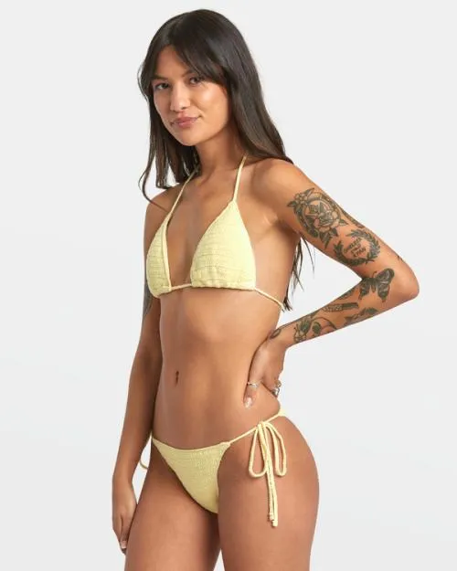 Rvca Glory Tie Side Cheeky Bikini Bottoms Lemon Women Bikini Bottoms