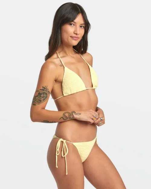 Rvca Glory Tie Side Cheeky Bikini Bottoms Lemon Women Bikini Bottoms