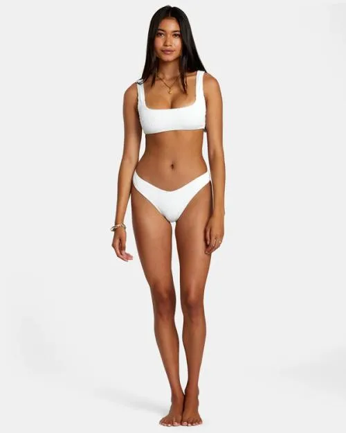 Rvca Grooves Texture Bralette Bikini Top Whisper White Women Bikini Tops