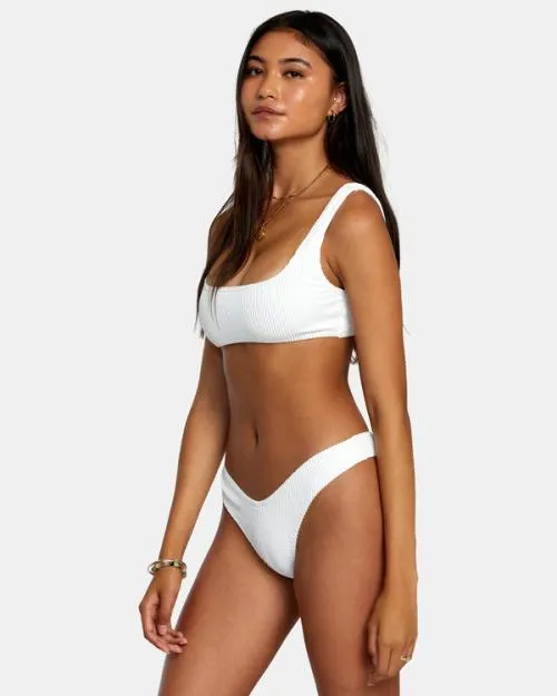 Rvca Grooves Texture Bralette Bikini Top Whisper White Women Bikini Tops