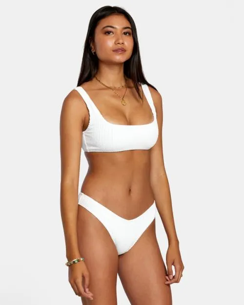 Rvca Grooves Texture Bralette Bikini Top Whisper White Women Bikini Tops
