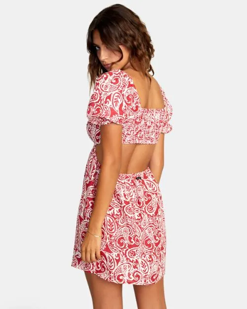 Rvca Here For It Mini Dress Red Earth Women Dresses and Rompers