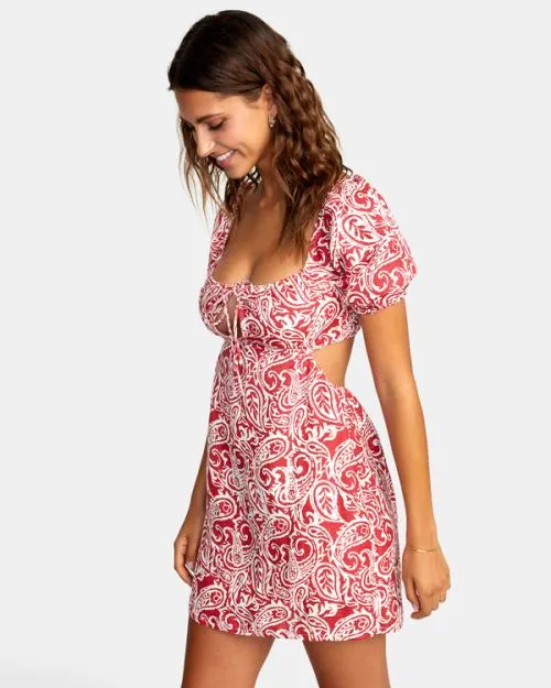 Rvca Here For It Mini Dress Red Earth Women Dresses and Rompers