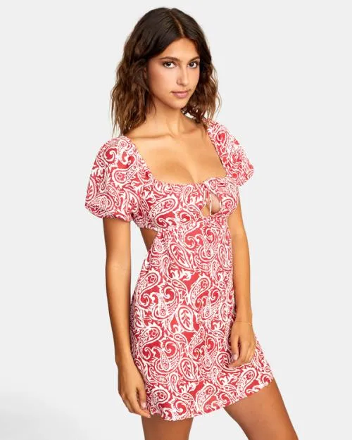 Rvca Here For It Mini Dress Red Earth Women Dresses and Rompers
