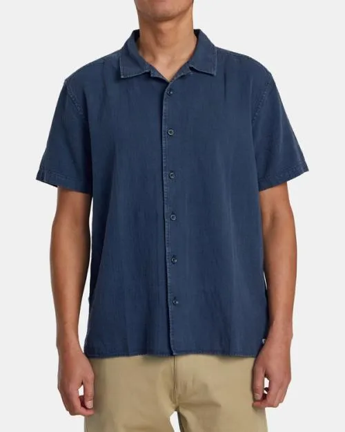 Rvca HiGrade Short Sleeve Shirt Indigo Men Shirts and Flannels