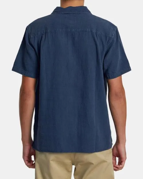 Rvca HiGrade Short Sleeve Shirt Indigo Men Shirts and Flannels