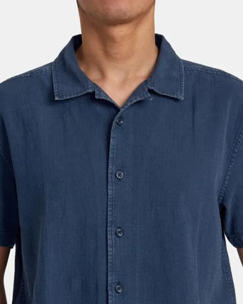 Rvca HiGrade Short Sleeve Shirt Indigo Men Shirts and Flannels
